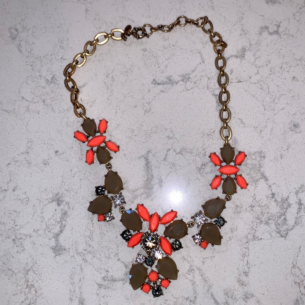 J.Crew Orange & Gray Adjustable Statement Necklace - image 2